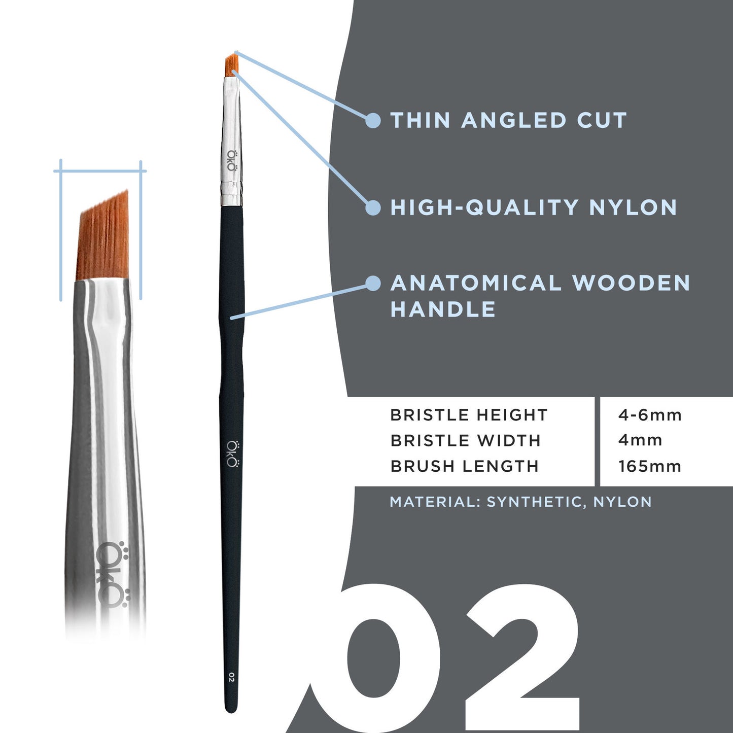 Mini Angled Brush OKO #2 BLACK EDITION