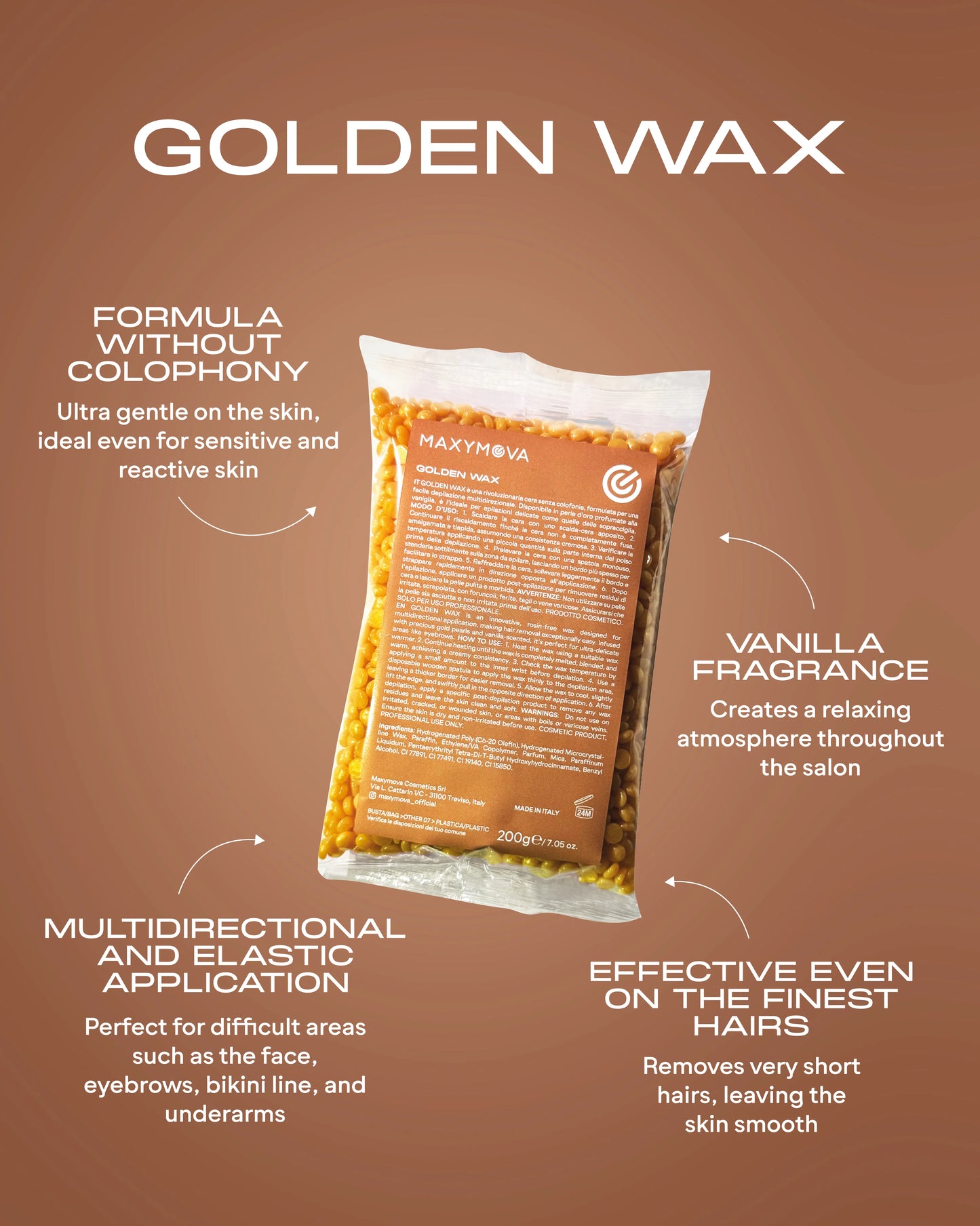 GOLDEN WAX 200 G- ROSIN-FREE ELASTIC WAX PEARLS FOR SENSITIVE SKIN