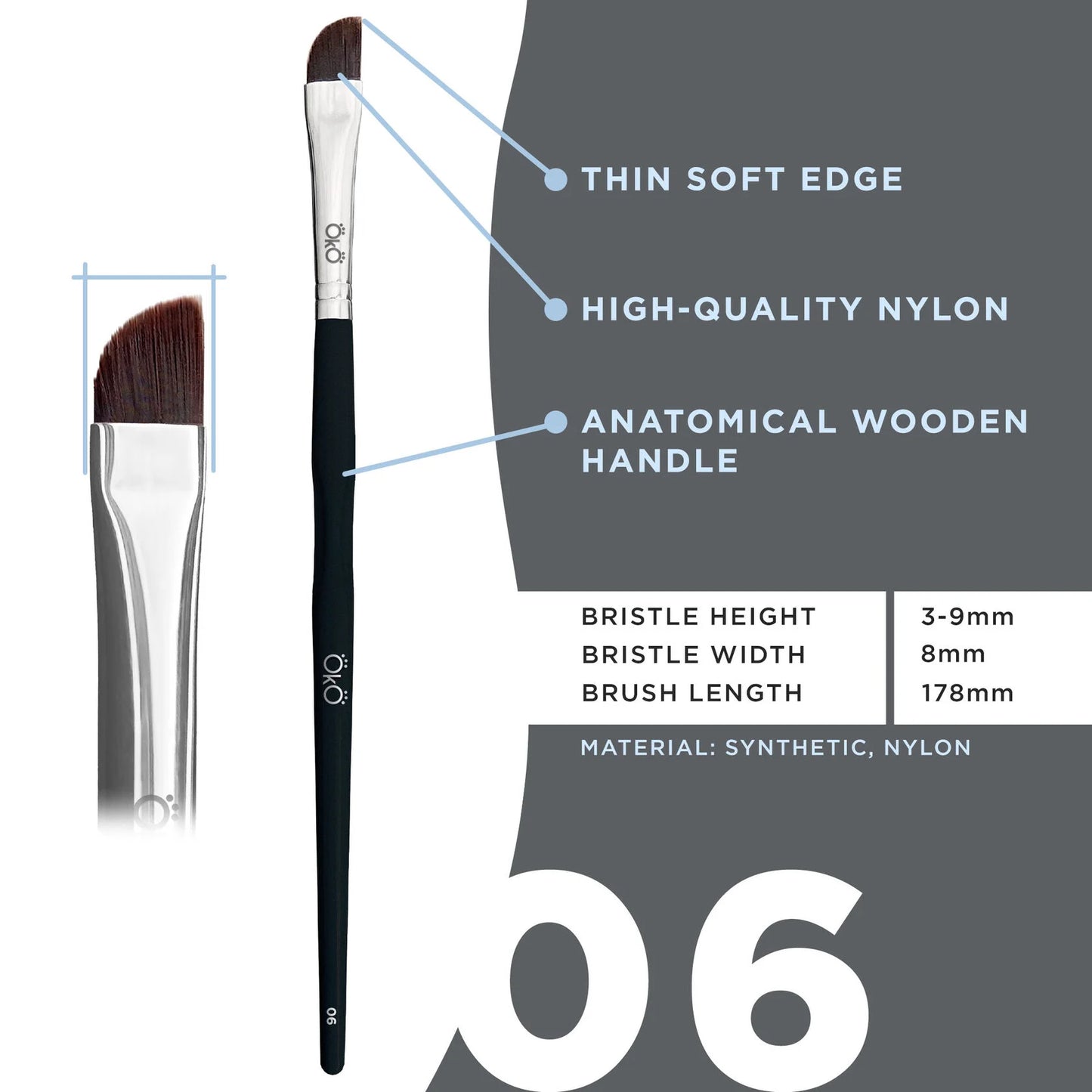 Soft Large Angled Brush OKO #6 BLACK EDITION