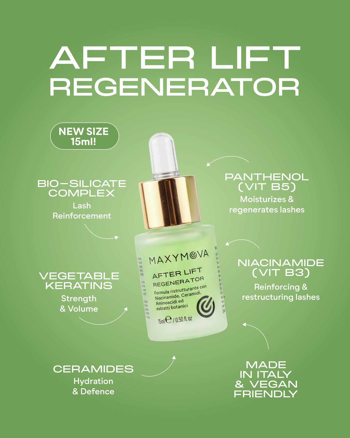 AFTER LIFT Regenerator serum 15ml - Vegan Friendly Formula Lash&Brow with Bamboo Biosilicates